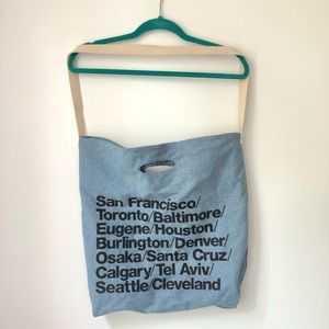 XL denim American Apparel tote bag 🌏